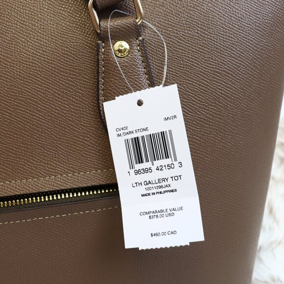 Coach Gallery Tote Bag Leather CV402 Gold/Dark Stone - Picture 3 of 12